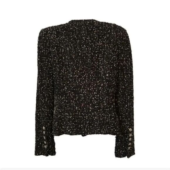 Zara Fantasy Fabric Wool Blend Boucle Tweed Moto Blazer Jacket Size Medium - Picture 5 of 15